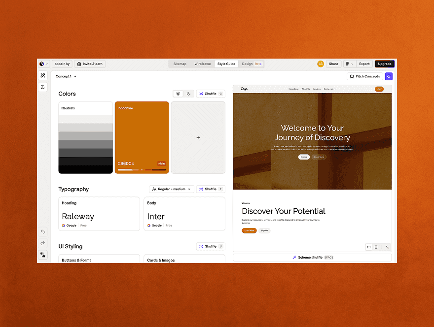 Screenshot of Design system