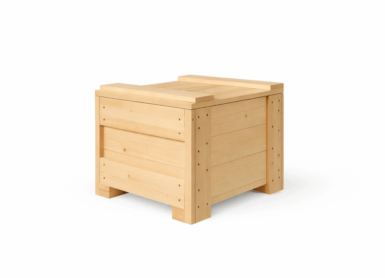 Heavy-duty timber export crate for industrial packaging, designed for secure transport of machinery and high-value goods