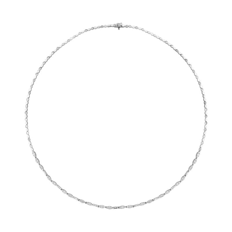 Assos Pırlanta 1.00 Karat Baget Taşlı Beyaz Altın Gerdanlık