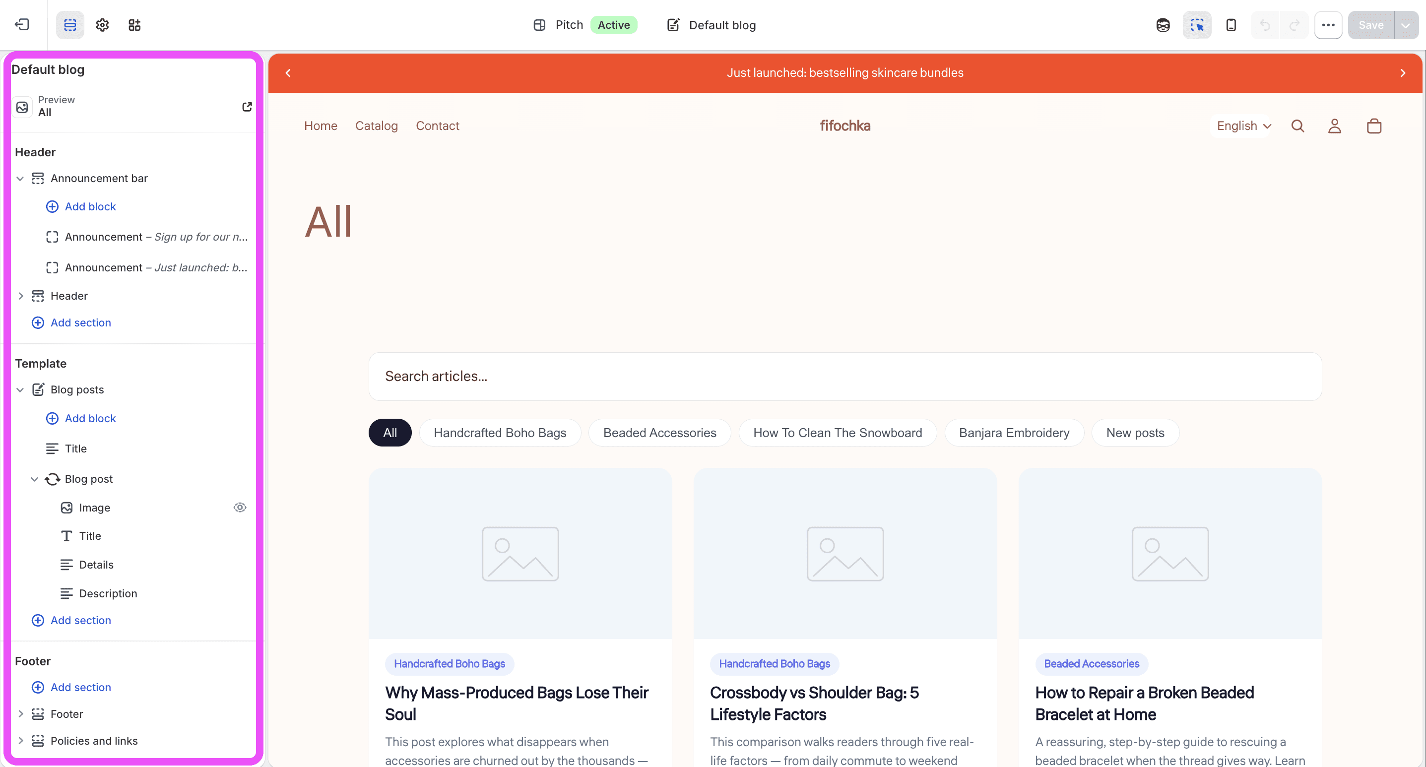 how to customize shopify blogs with no code app