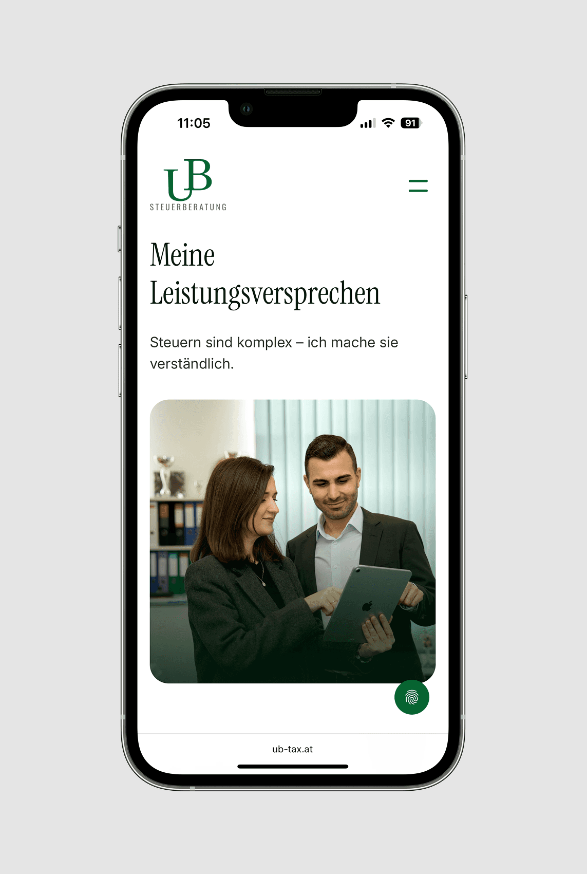 Mockup Mobile, Webdesign, Leistungsversprechen, UX Optimiert