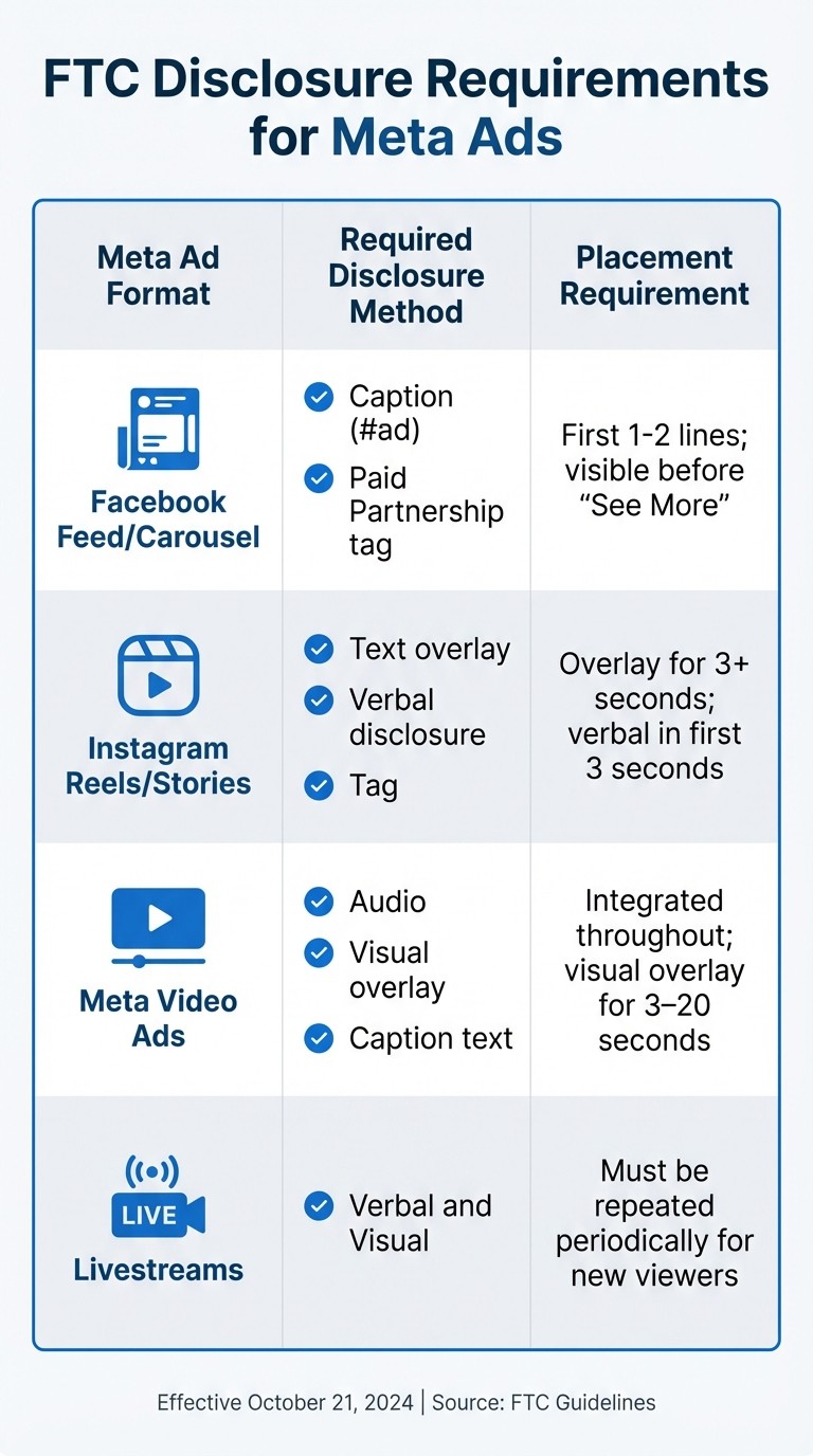 FTC Disclosure Requirements for Meta Ad Formats: Quick Reference Guide