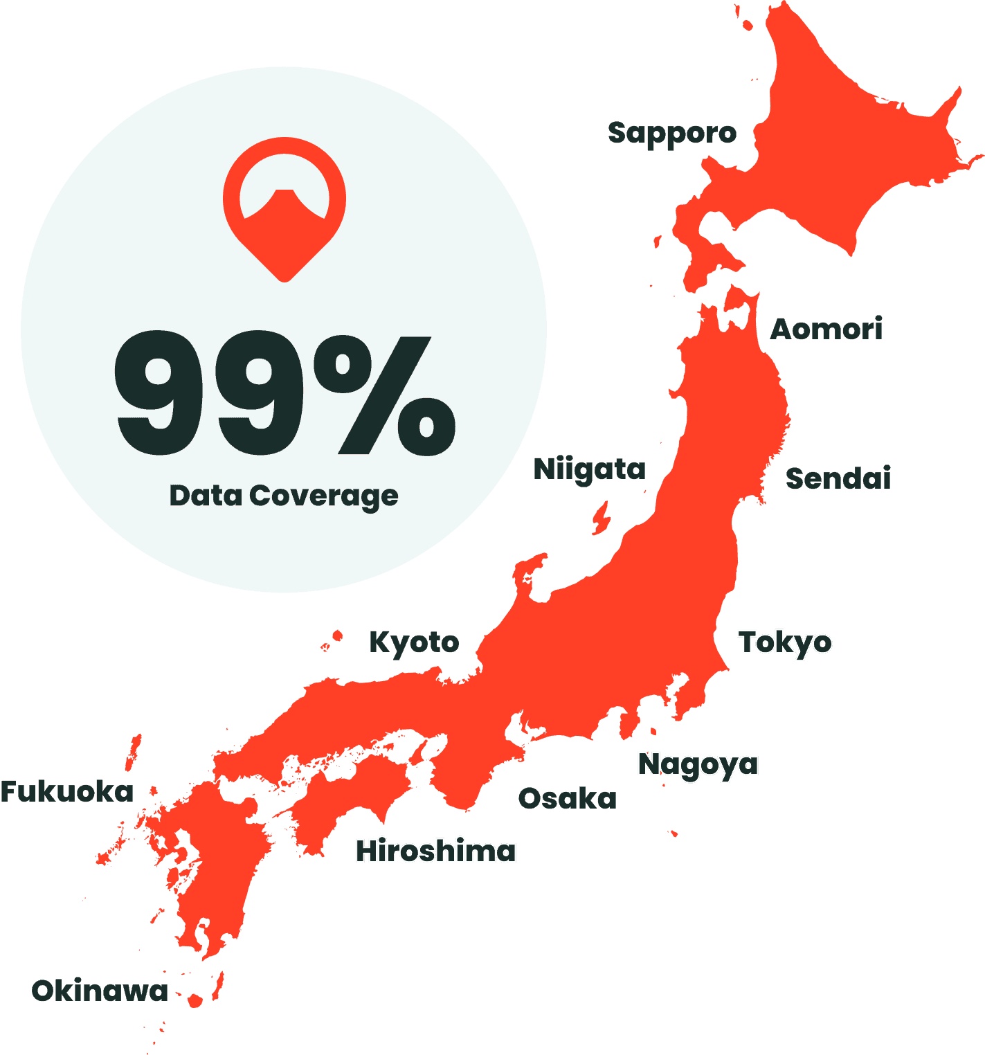 Map of Japan with 99% data coverage