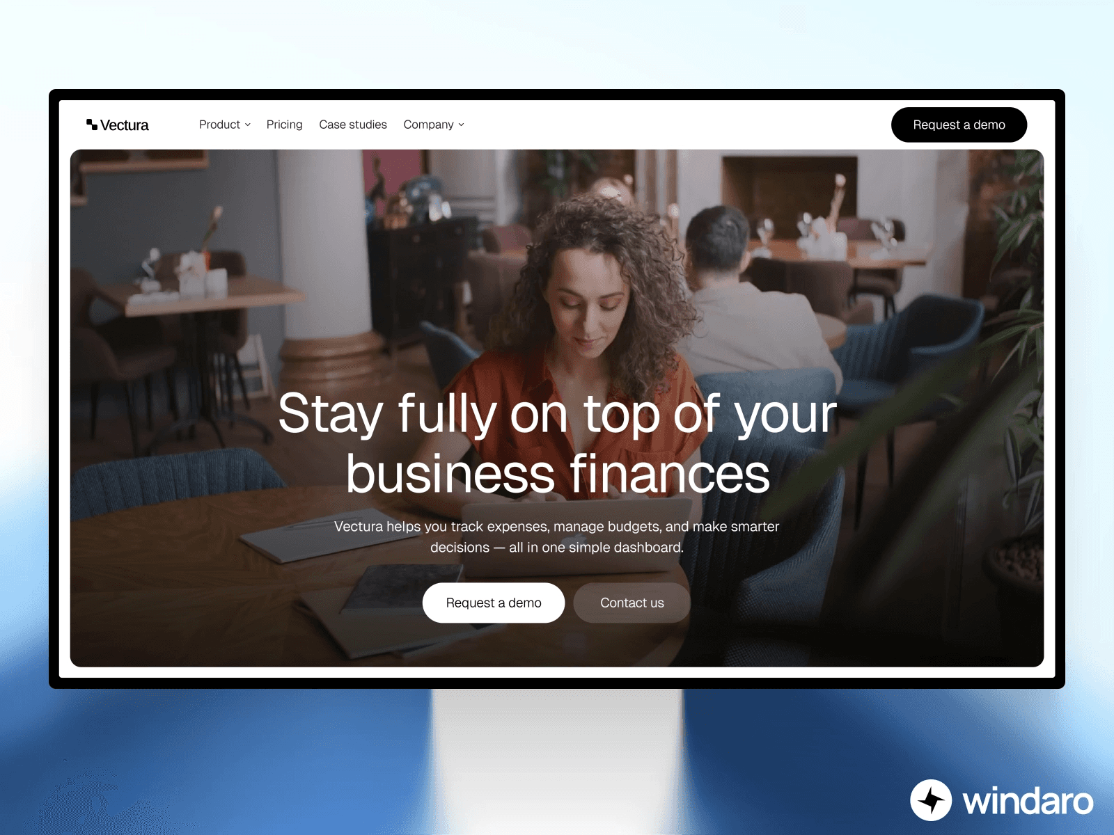 Vectura fintech SaaS Framer template hero section