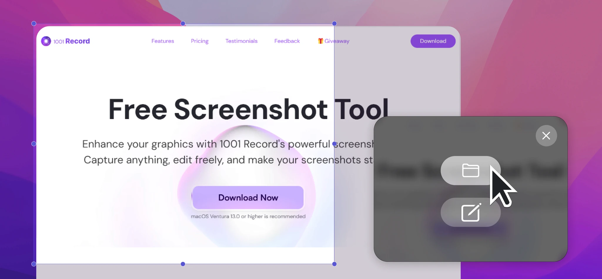 1001 record instant screenshot capture and manage