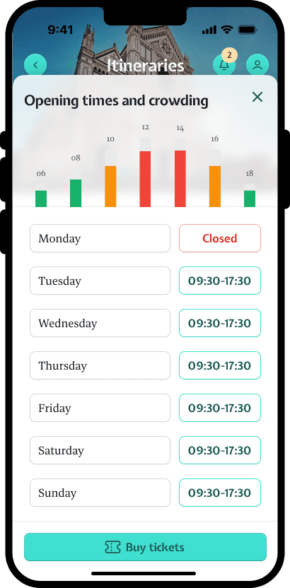 Get informed on opening times  and find the best moment to visit attractions and landmarks.