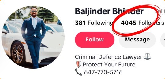 TikTok profile 3 months later with 4,045 followers