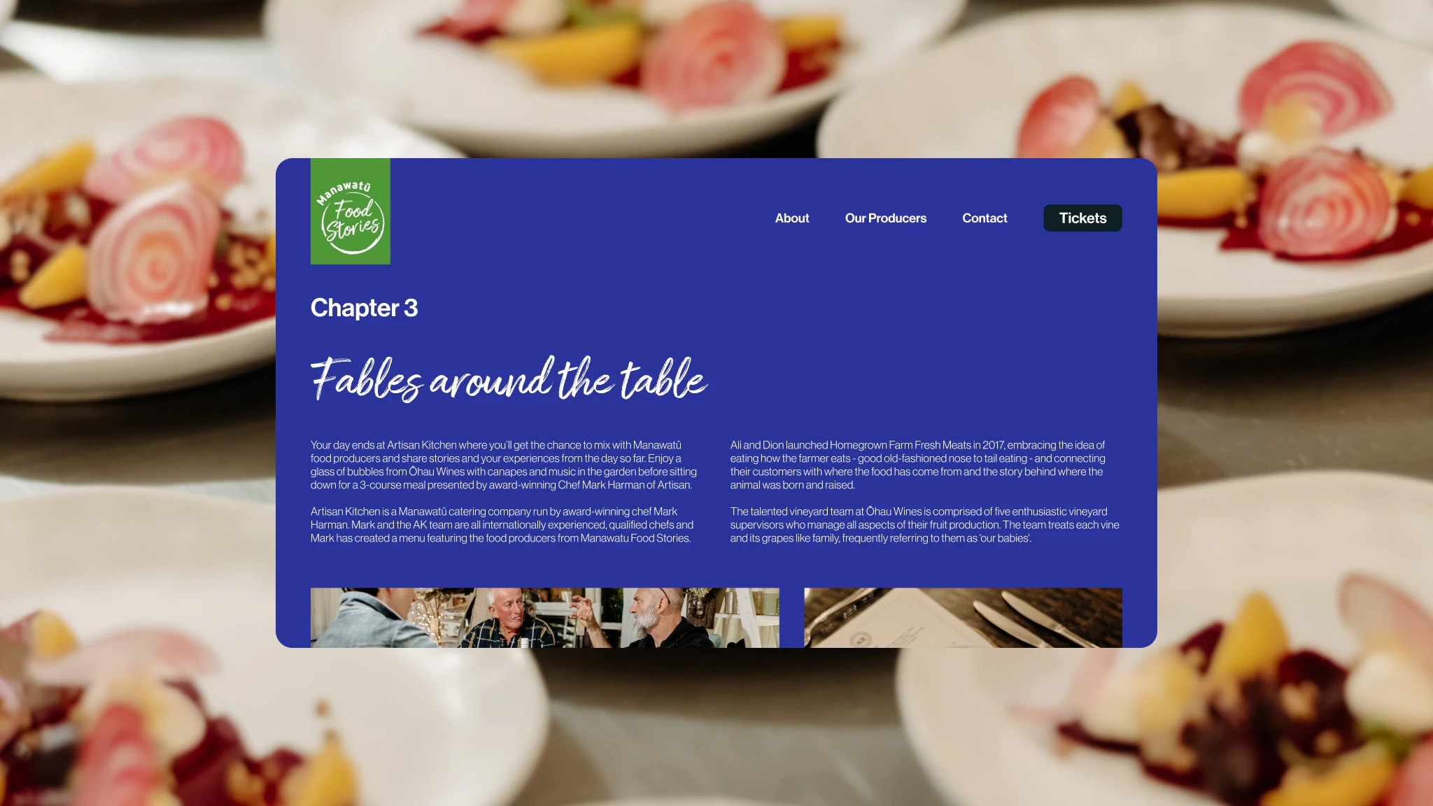 Screenshot of webpage that explains the event Manwatu Food Stories.