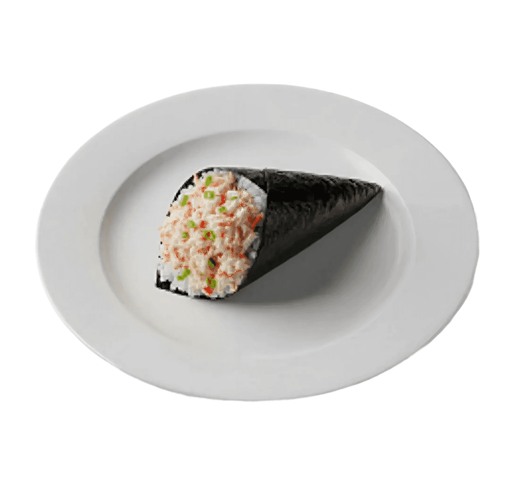 Delicious wrapped sushi on a white plate in a white background