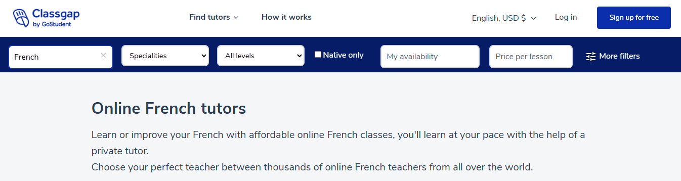 Classgap French&nbsp;&nbsp;