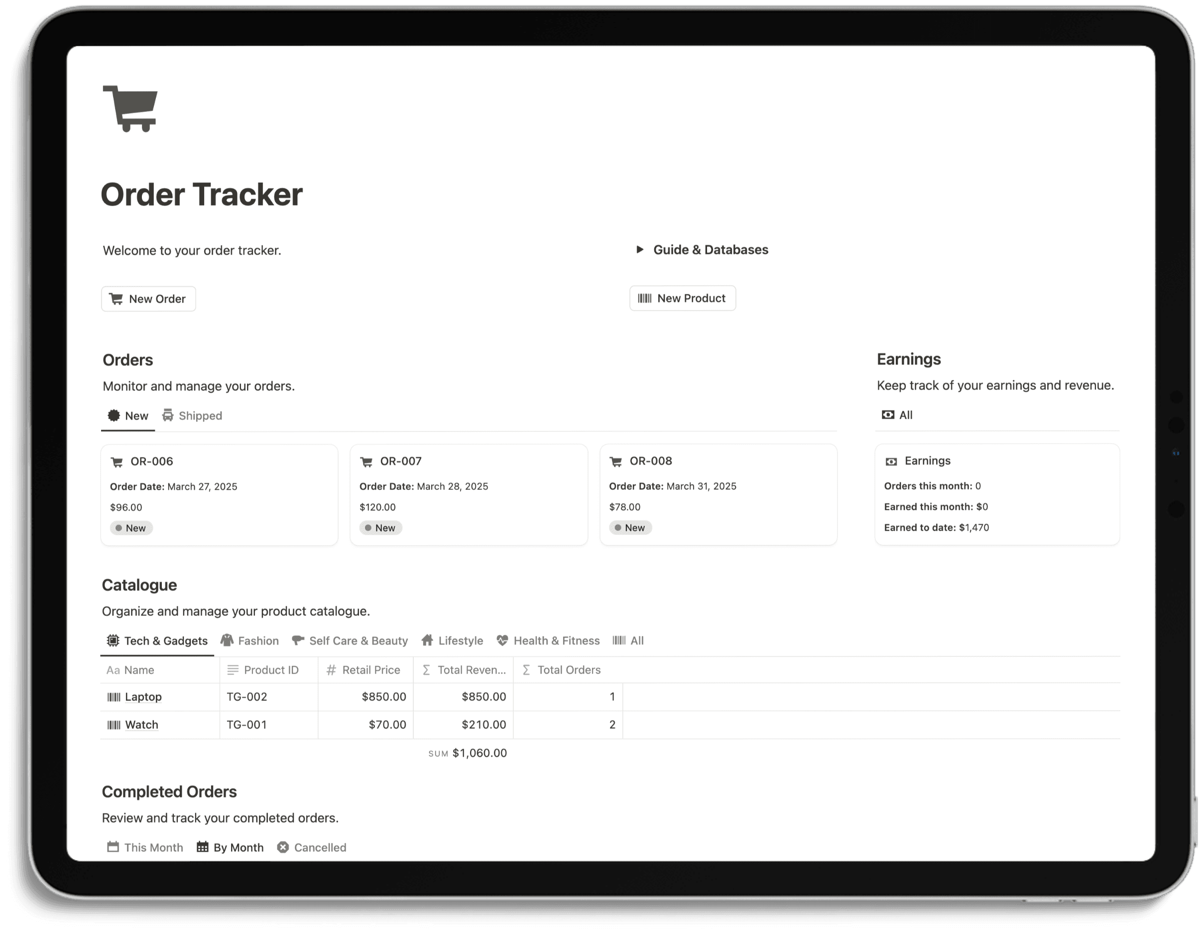 Notion Order Tracker - Cover