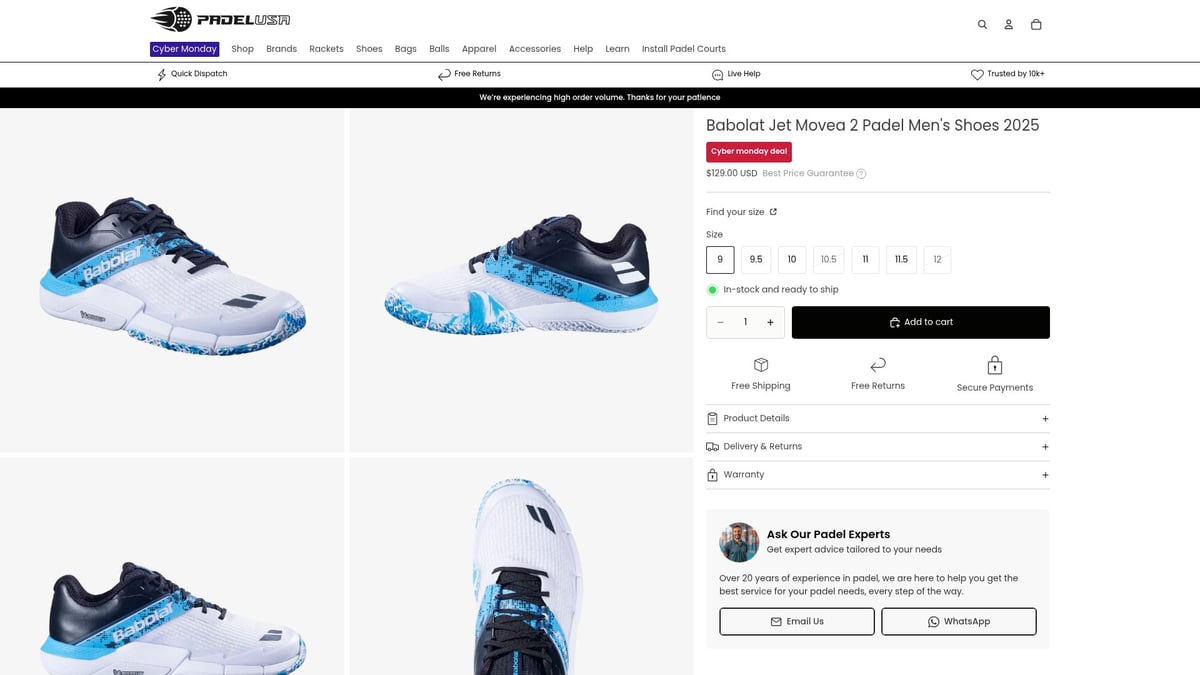 7 Must-See Padel Black Friday Deals for 2026 - Babolat Jet Movea 2 Padel Men's Shoes 2025