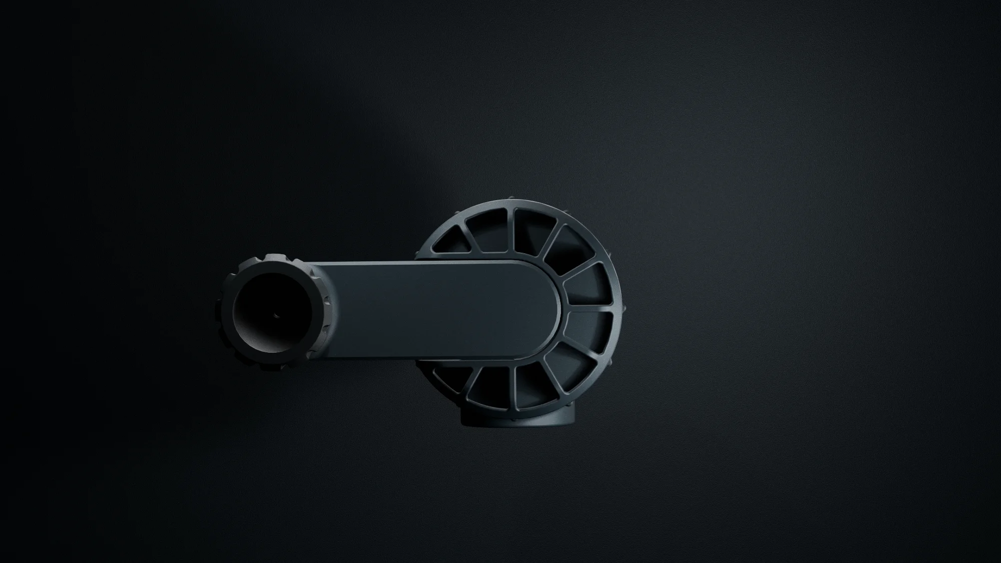 A top down render of a contemporary coffee grinder concept design, showing grind handle and lid assembly.