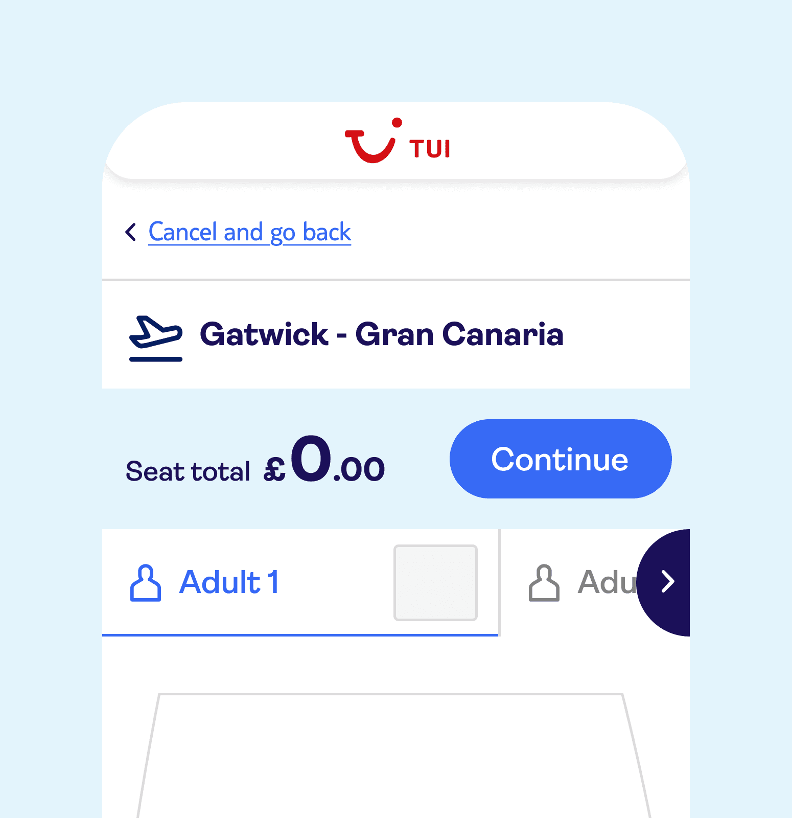 Example of current header design in seatmap.
