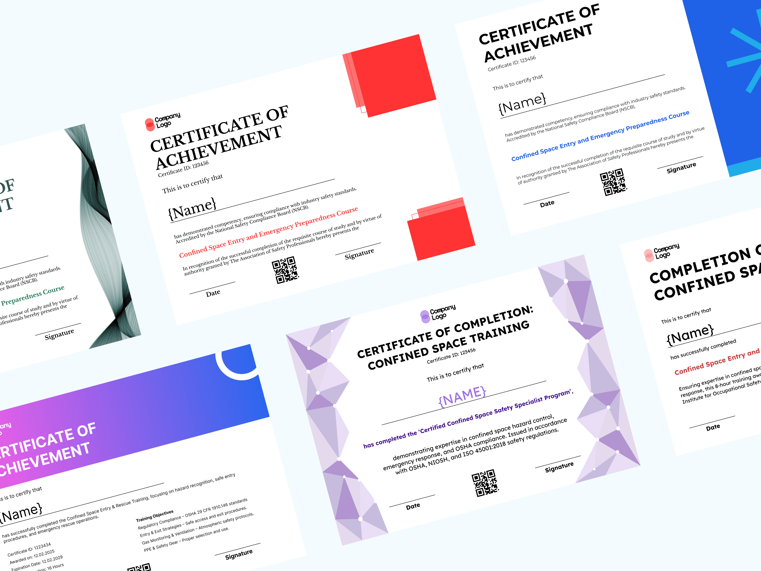 Confined Space Training Certificate Templates