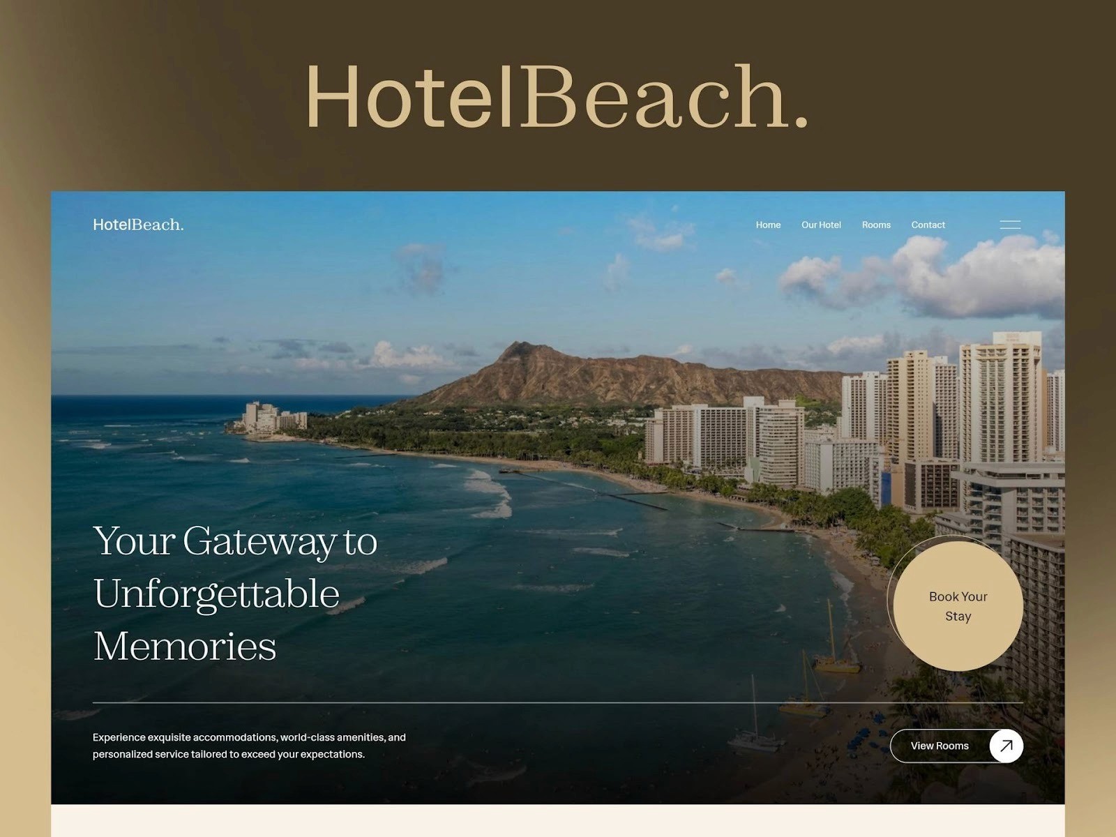 HotelBeach luxury hotel website template designed in Framer with premium coastal design