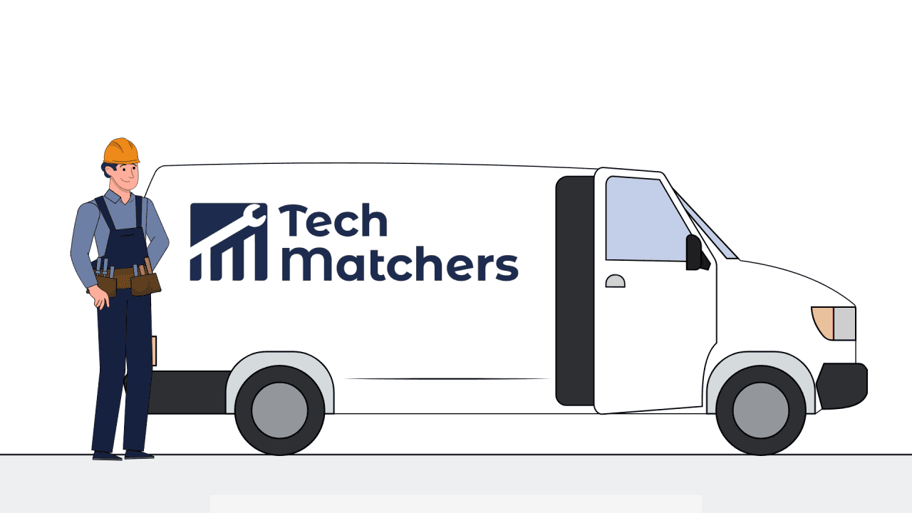 Screenshot van een projectbeschrijving op het Tech Matchers platform, waar opdrachtgevers ervaren vakmensen zoeken voor rioolreparatie en andere klussen in de rioleringstechniek.
