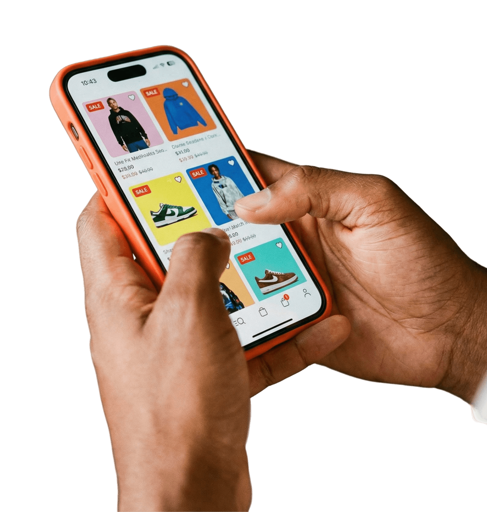 photography closeup shot of hands holding iphone