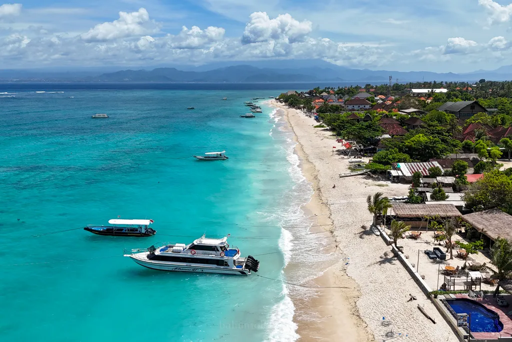 Panoramic view of Nusa Lembongan island from above, Indonesia