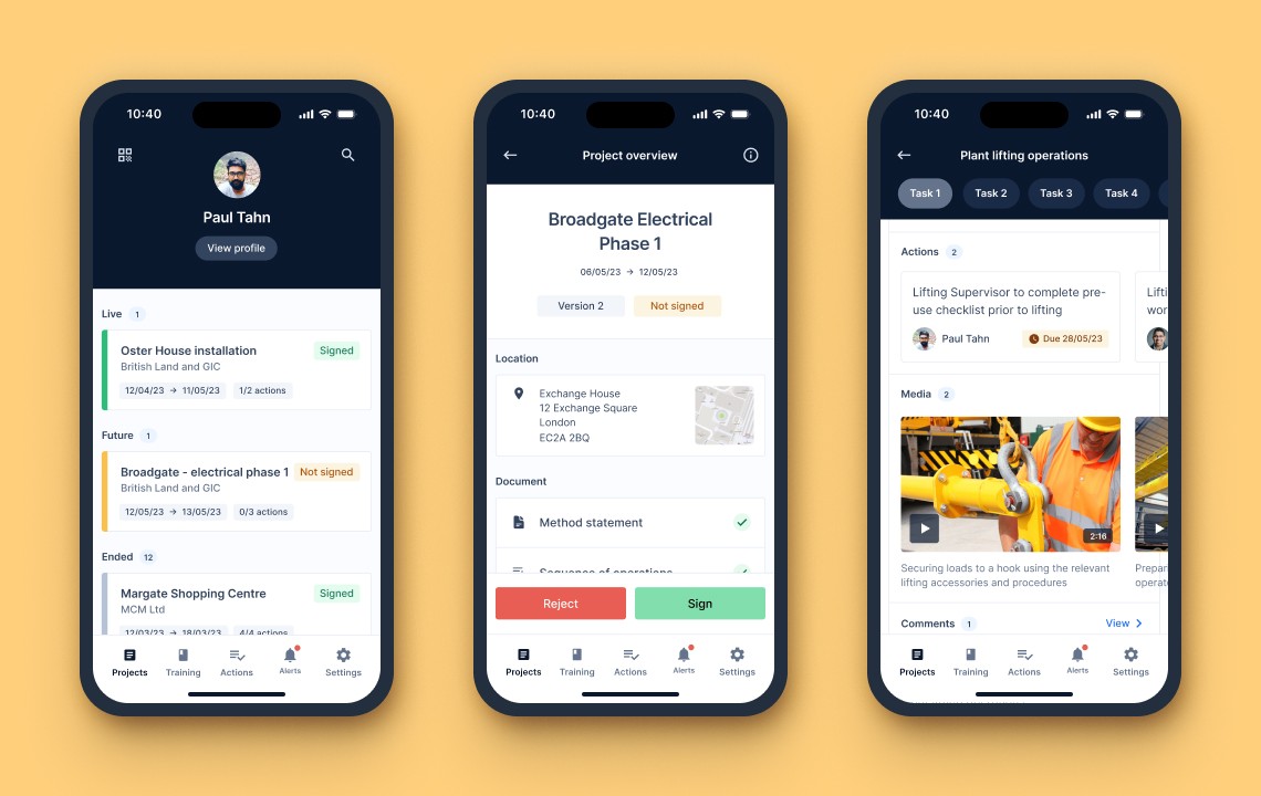 Mobile screens of RAMS