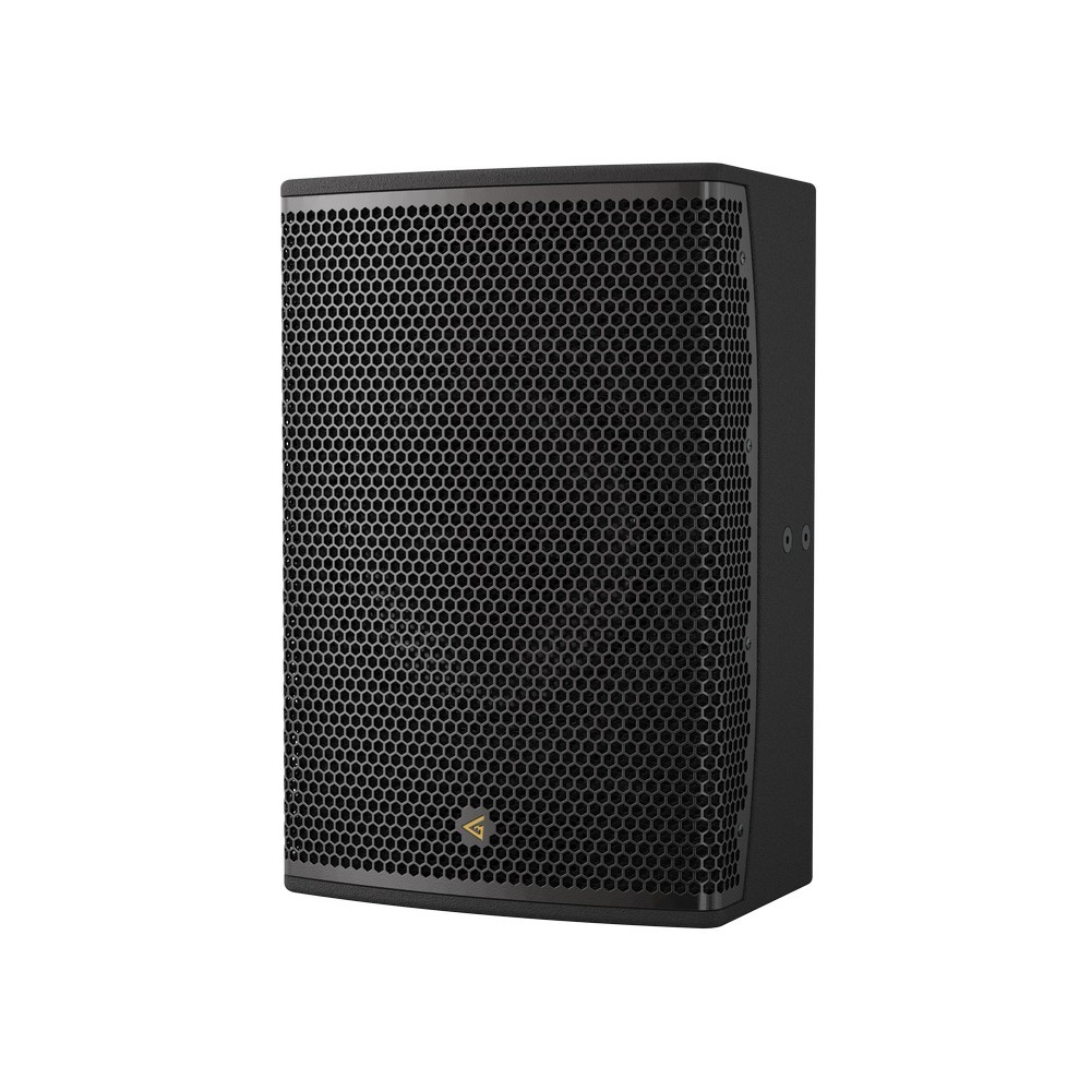 Black rectangular speaker with metal grille.