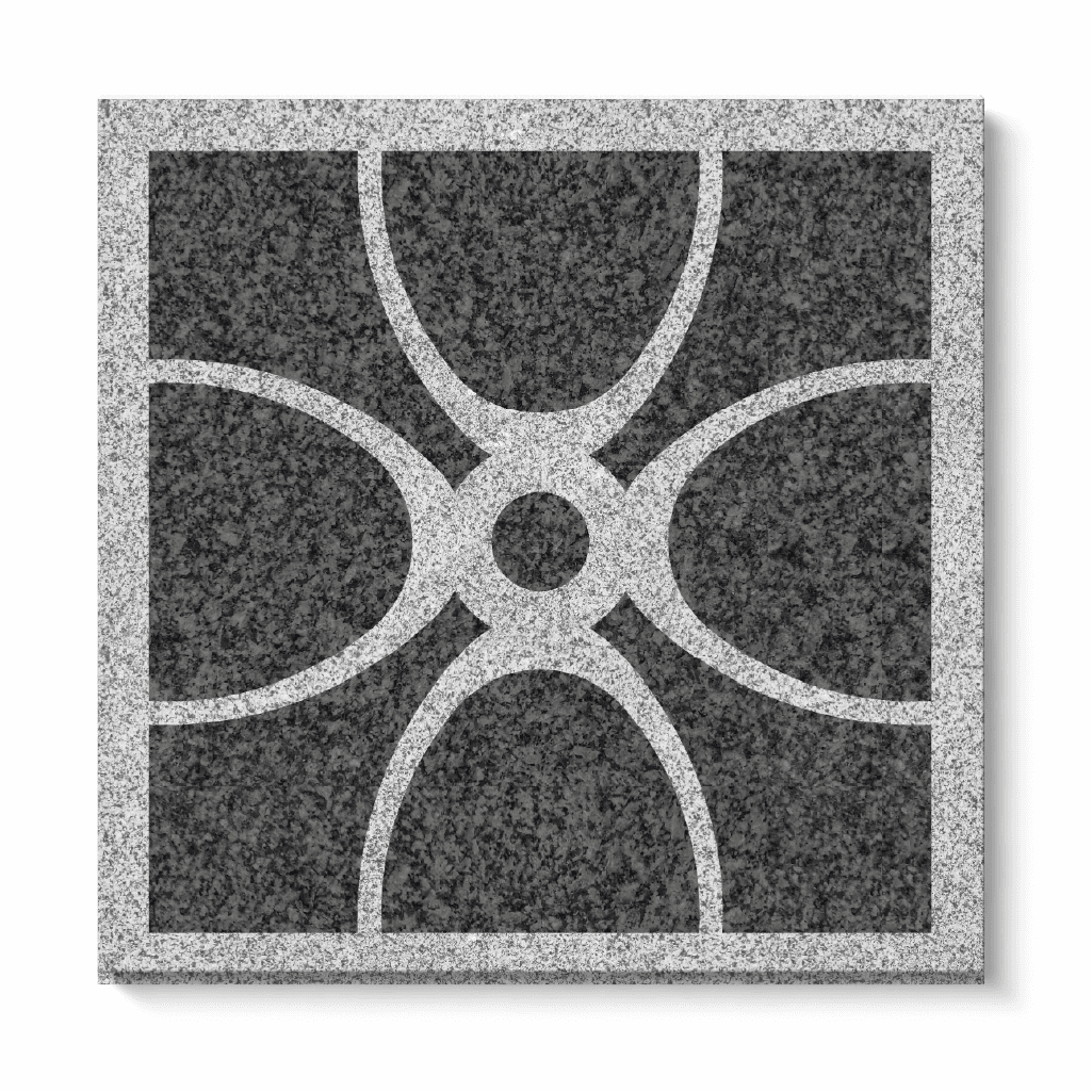 Phoniex stone with circular geometric pattern in decorative tile design