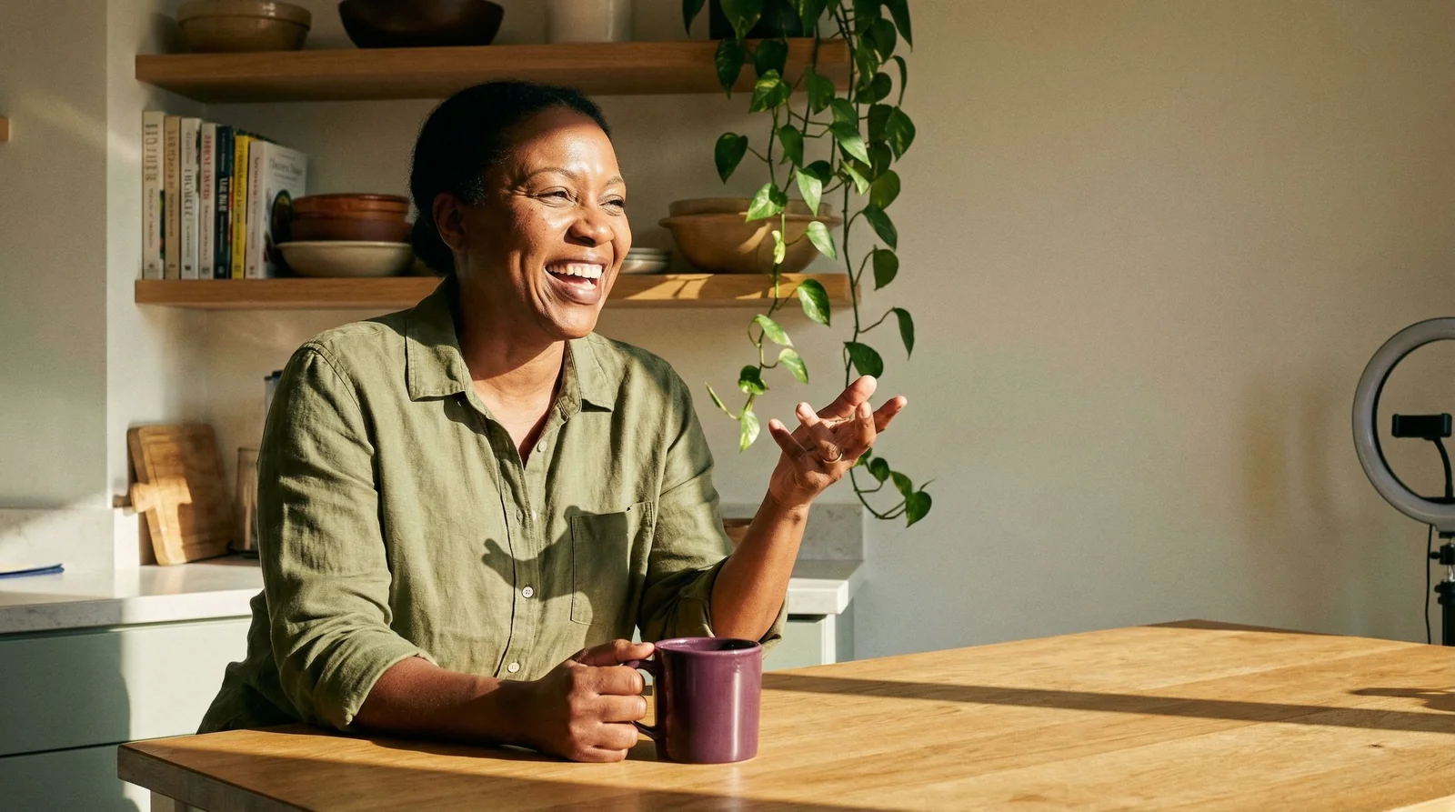 Casual home setting that feels misaligned with professional content creation, illustrating the gap between brand identity and visual execution