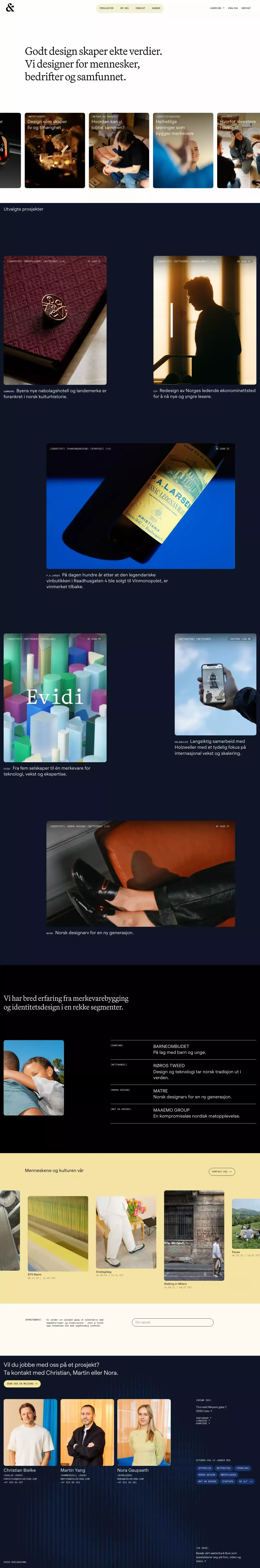 Bielke&Yang portfolio page screenshot showcasing Design and Tech design