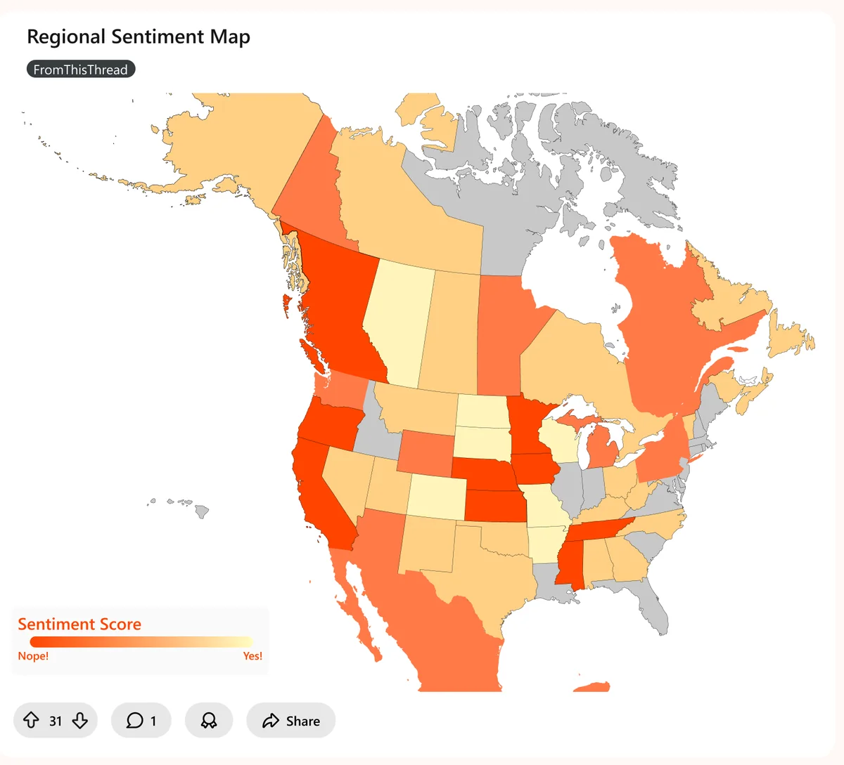 Regional sentiment map