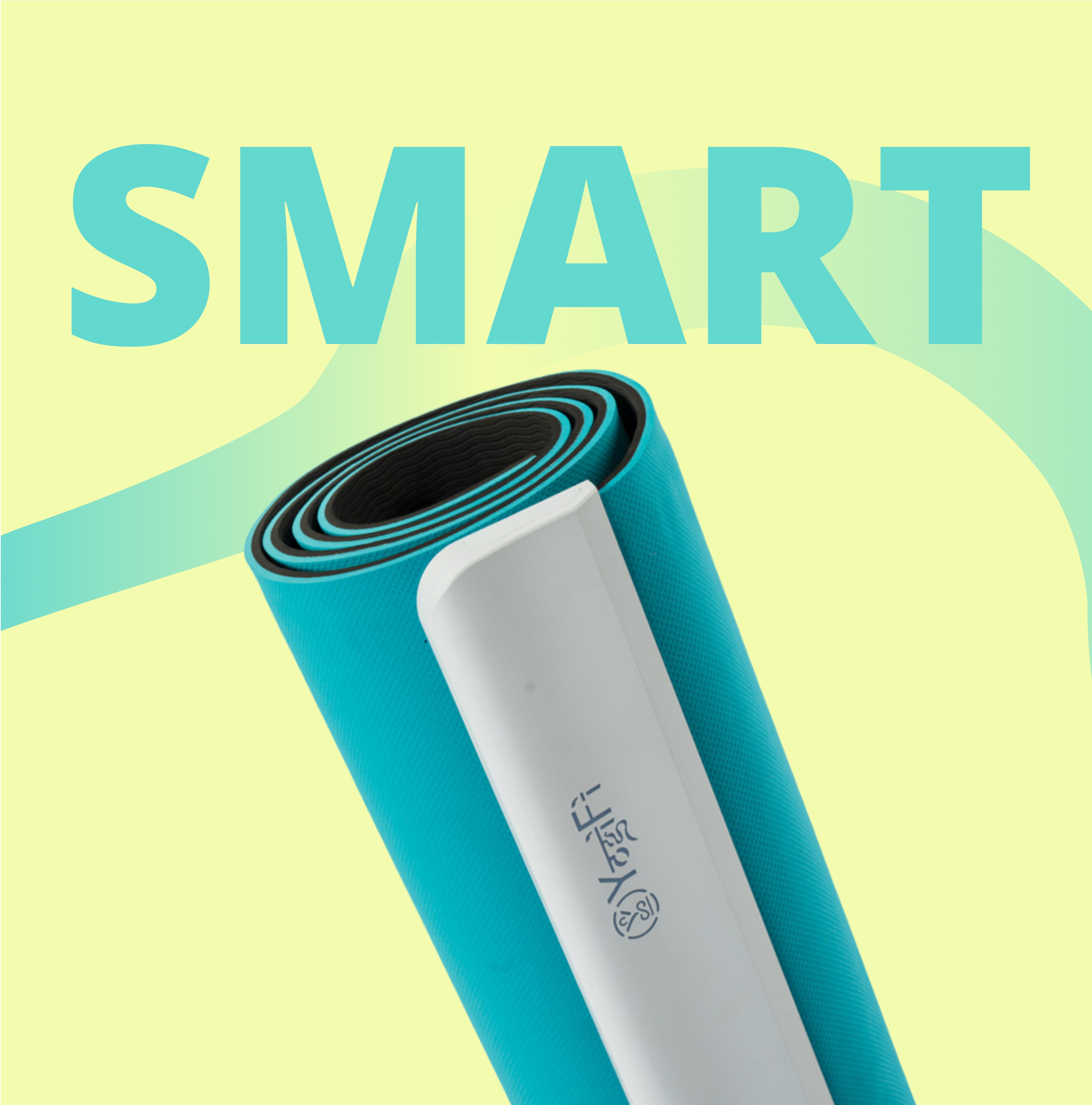 YogiFi smart yoga mat with sleek design, showcasing its advanced features.