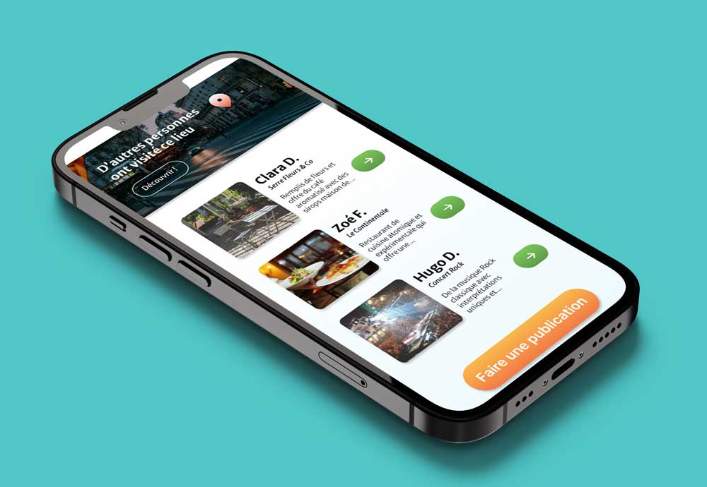 Écran mobile de l'application Vie montrant comment créer un itinéraire