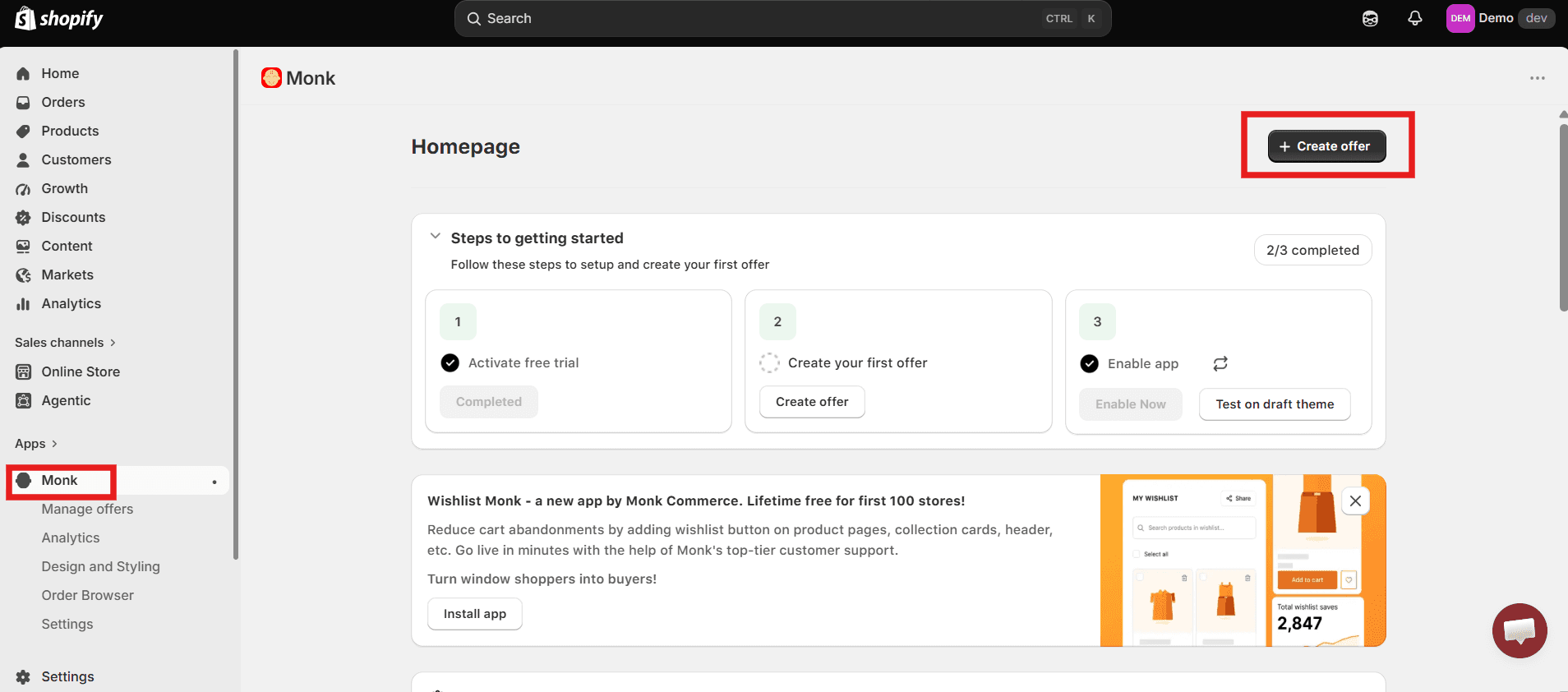 Create Custom offers using Monk Free Gift BOGO and Cart Upsell