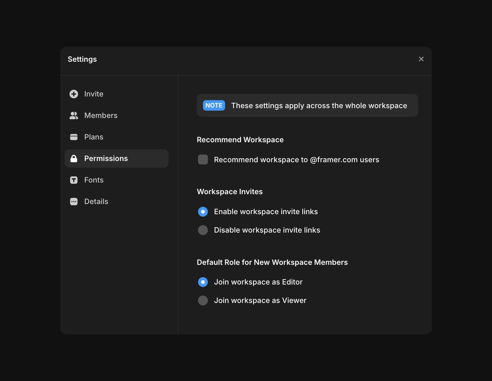 设置中的权限标签页