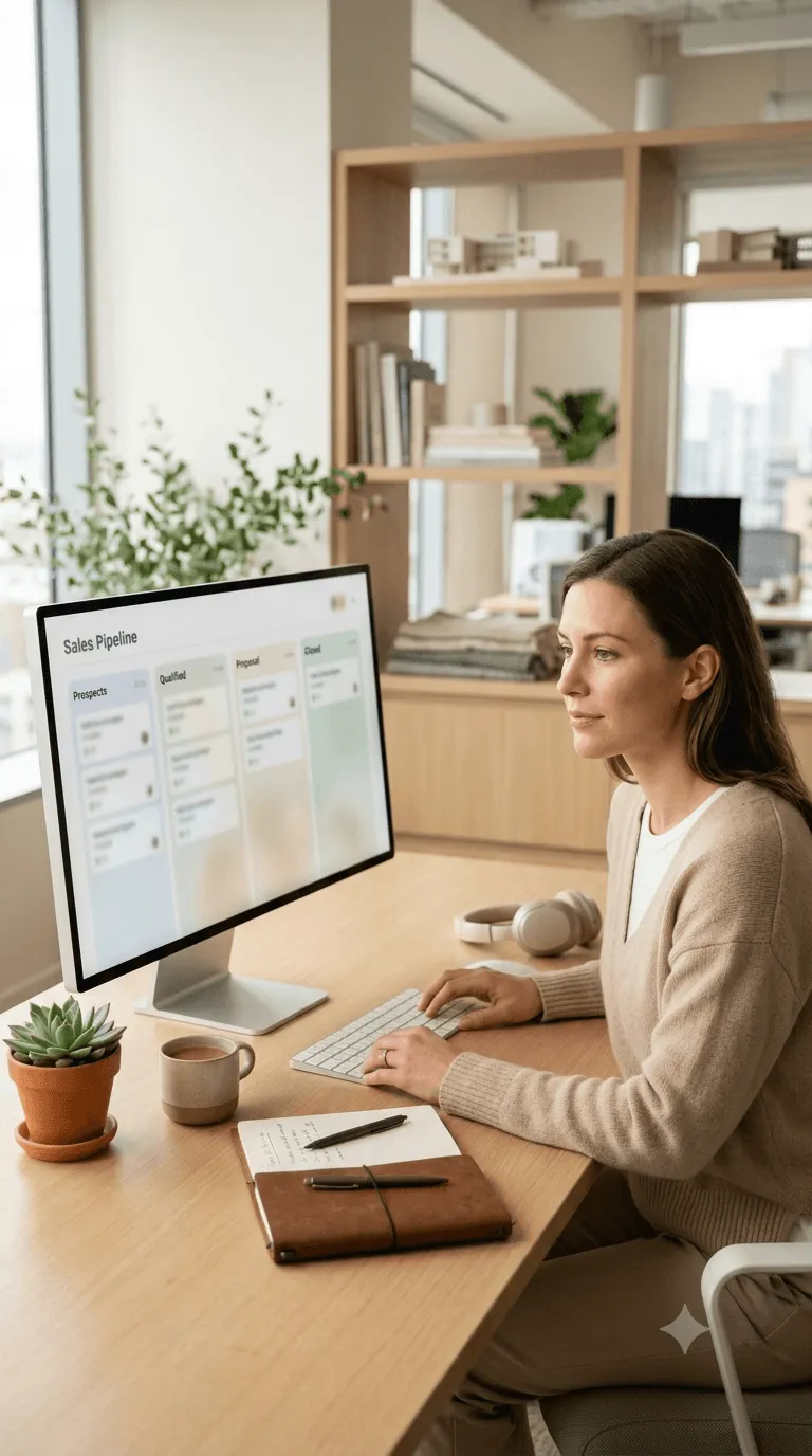 Person sitting at a desk using an open laptop computer.