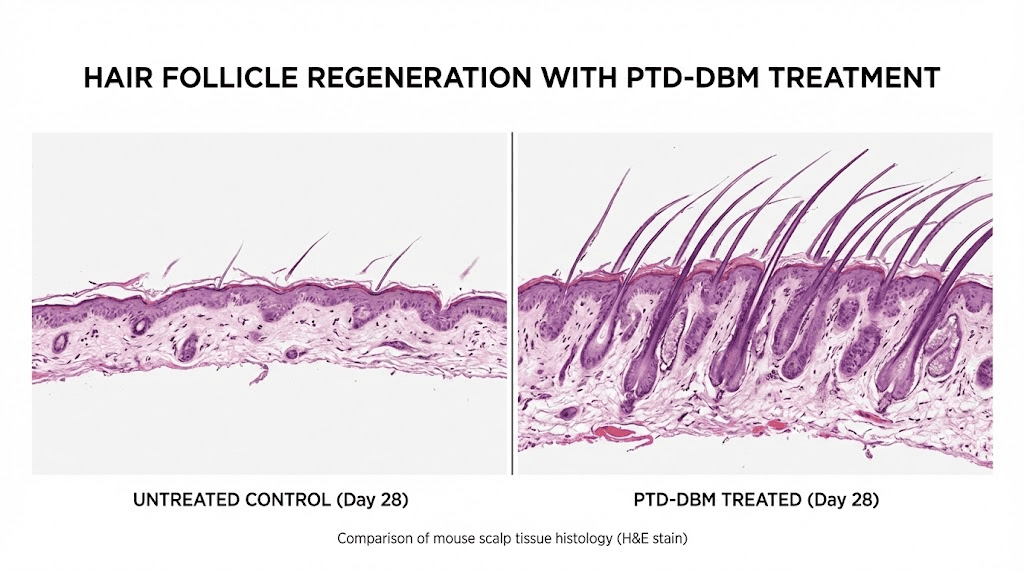 PTD-DBM preclinical hair regrowth results in mouse model comparison