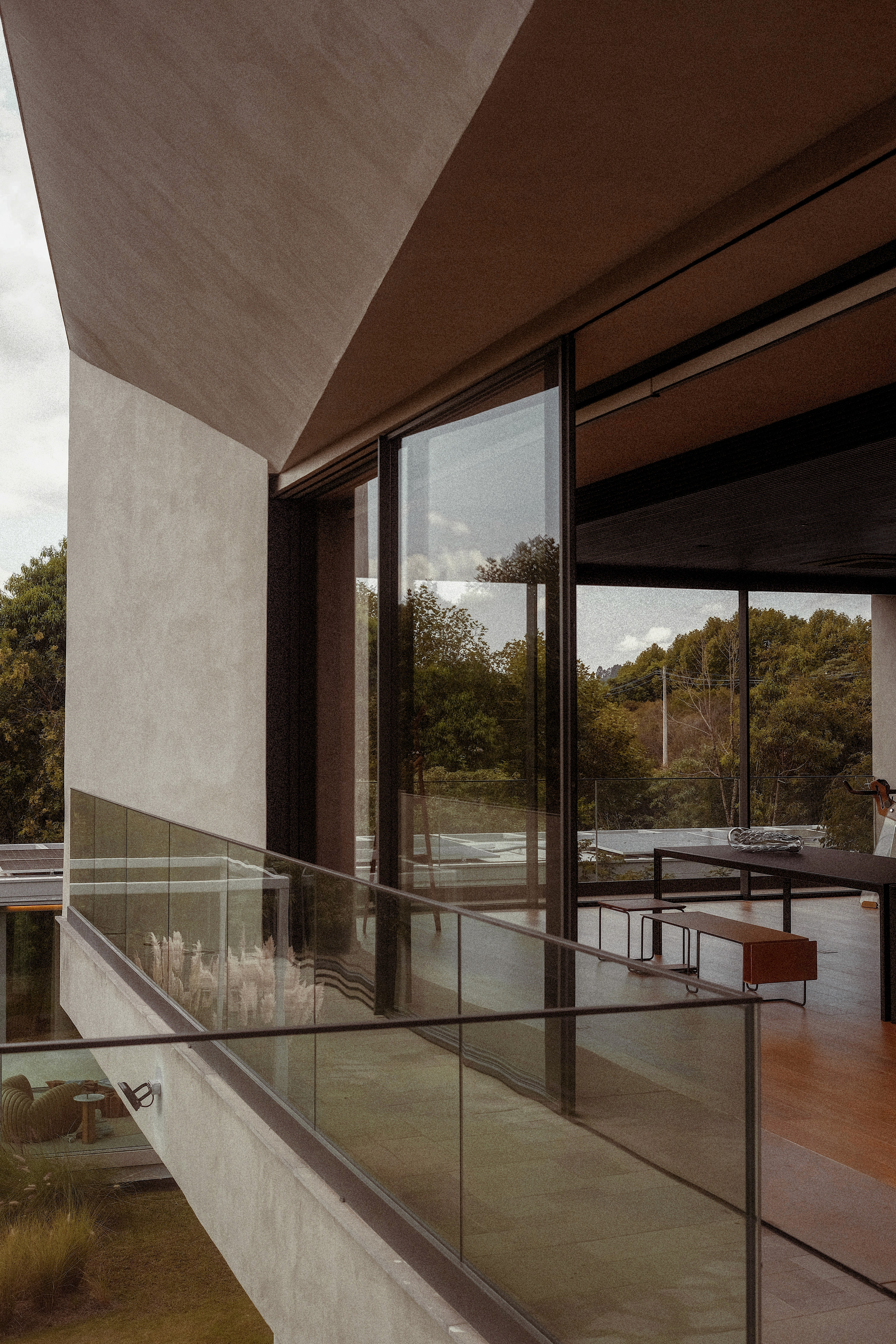 Modern house with clean lines and large windows