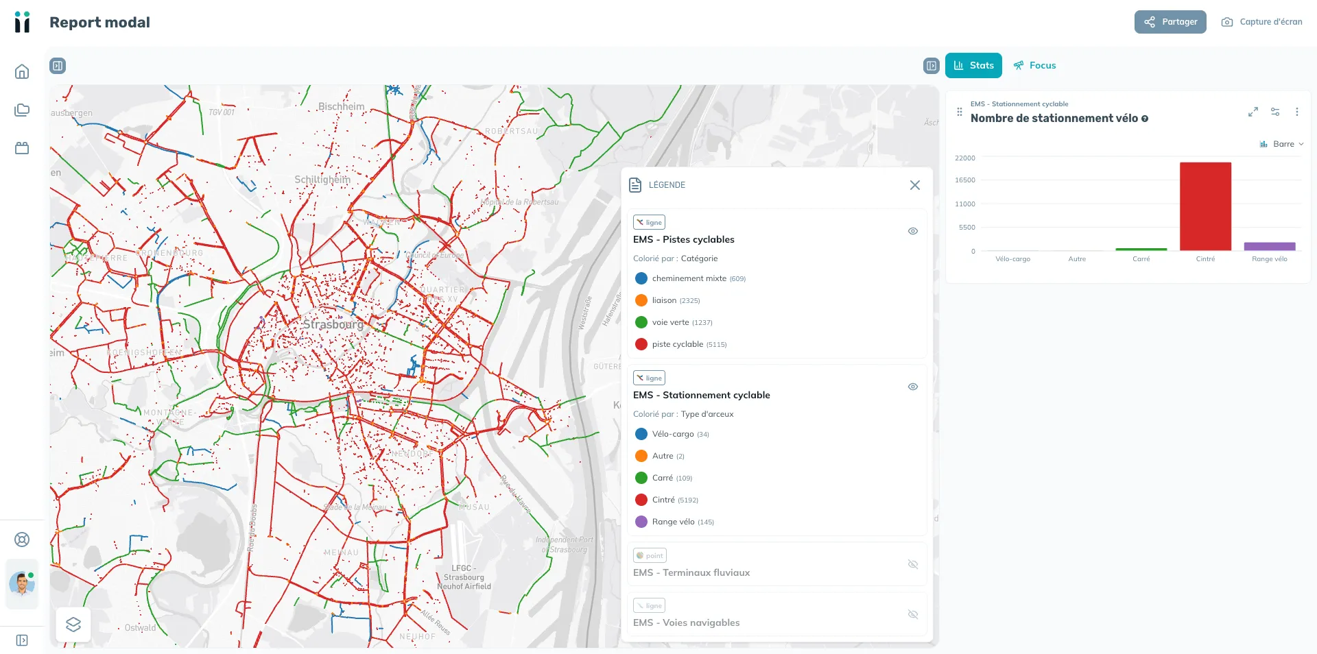 visualisation plateforme report modal