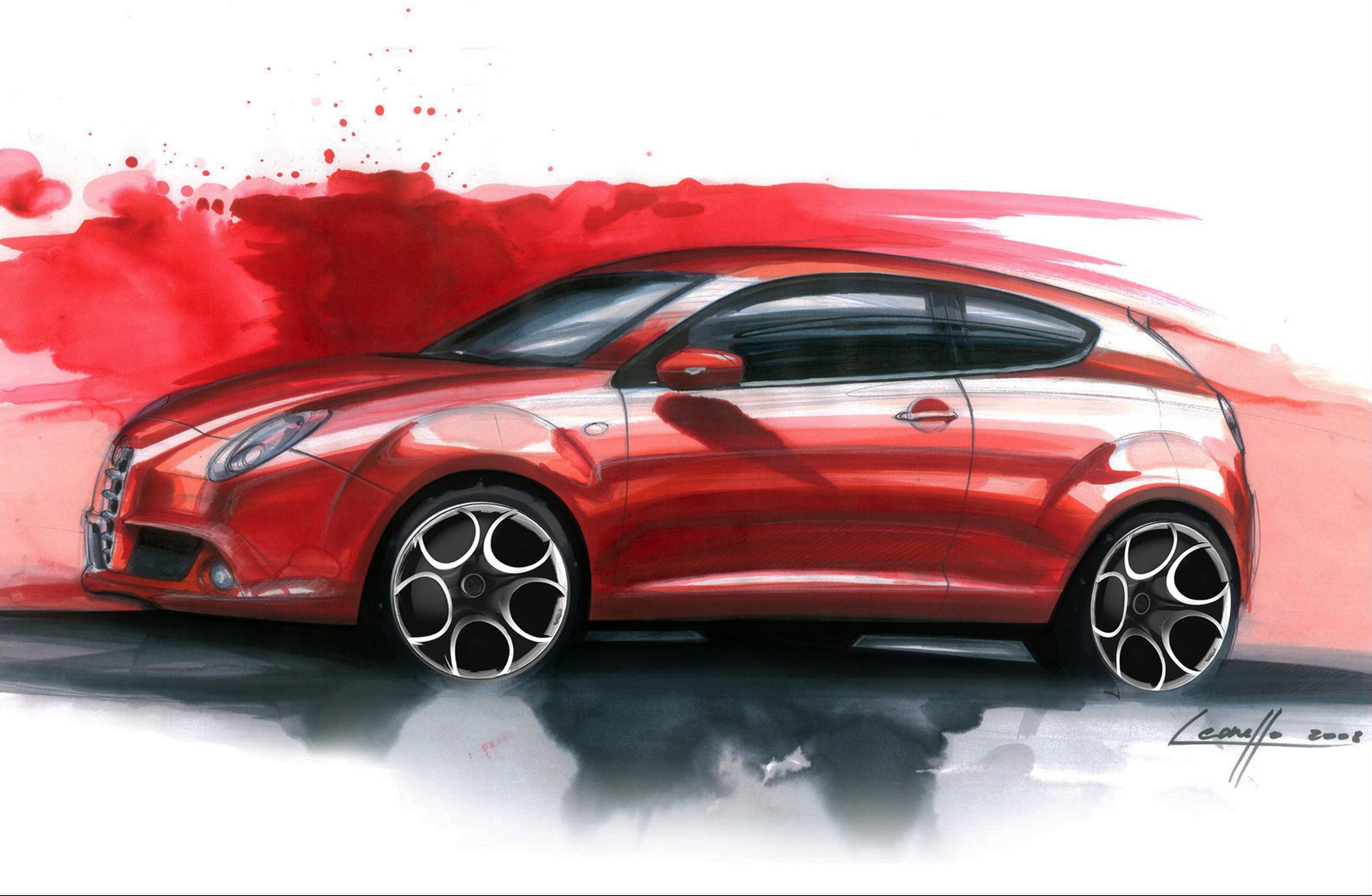 Alfa Romeo MiTo design sketch, side view