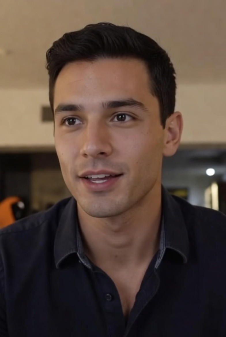 a man with a goatee smiles at the camera