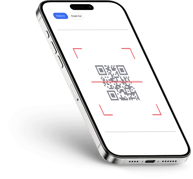 iPhone mit QR-Code Scanner für Buchungssystem