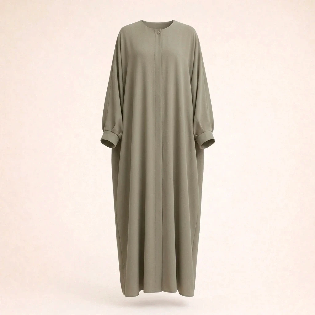 Oversized Lightweight Abaya in Olive Fog