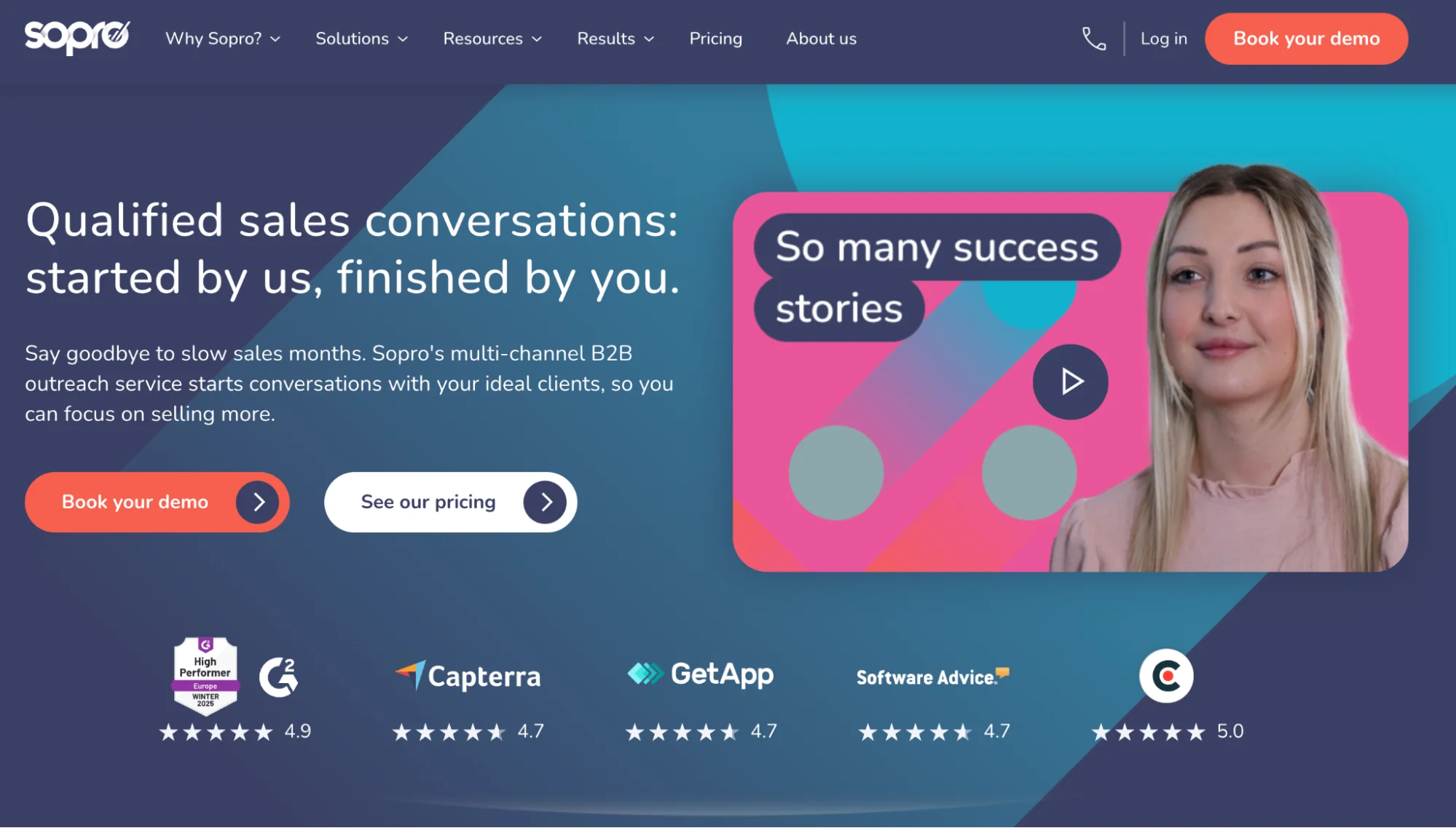 Sopro homepage: managed B2B prospecting service and outreach platform