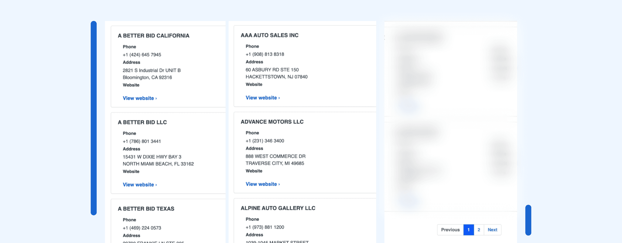 Screenshot: Alphabetical broker listing with pagination