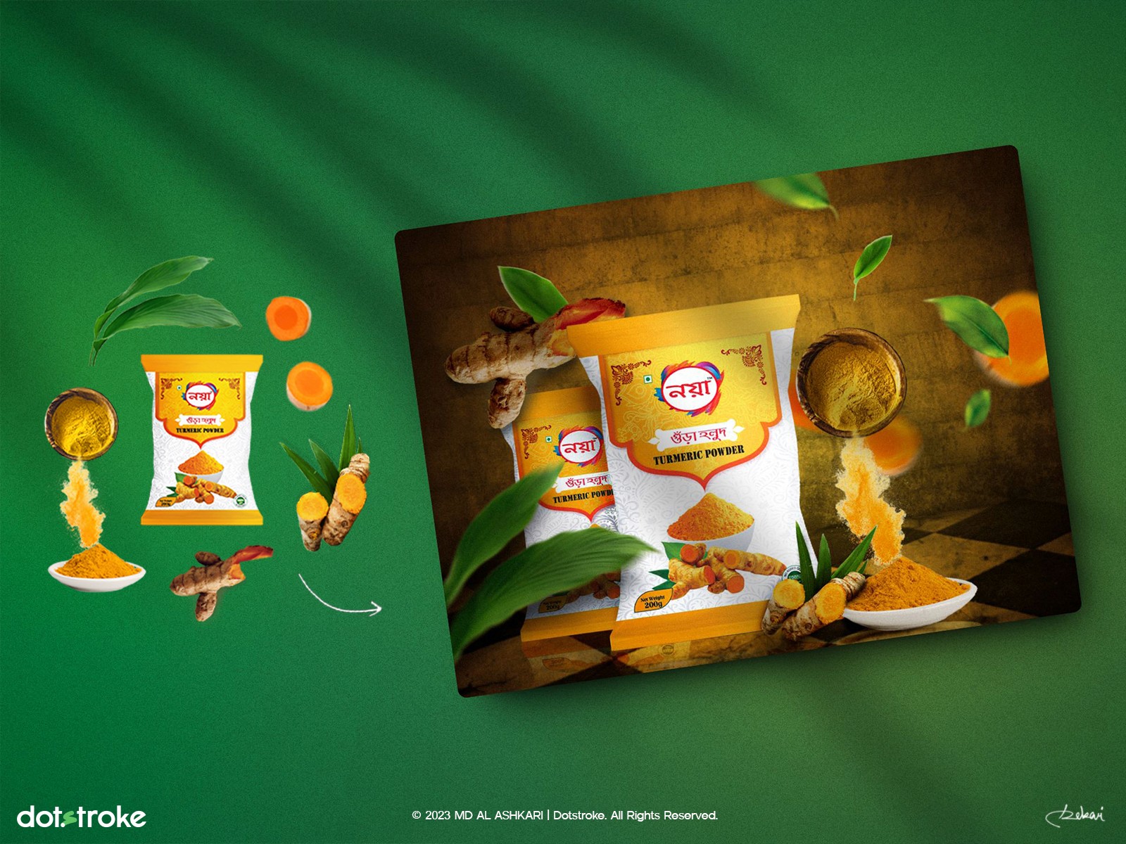 Natural Turmeric Powder Social media post design. Professional Social Media Poster Design
