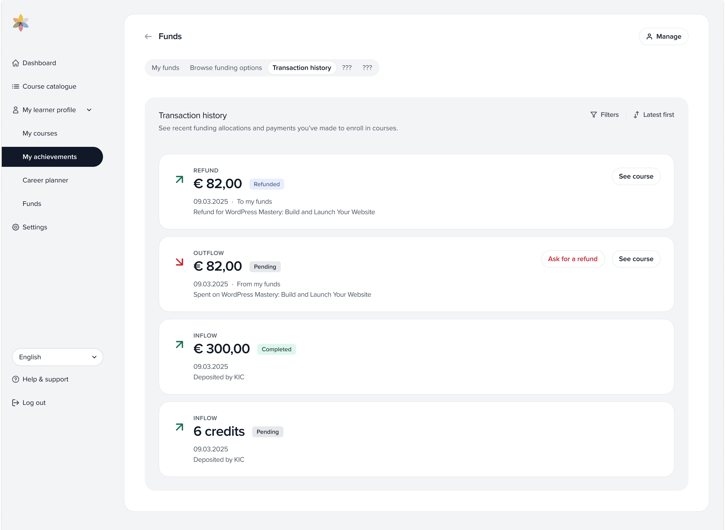 RALExILA transaction history
