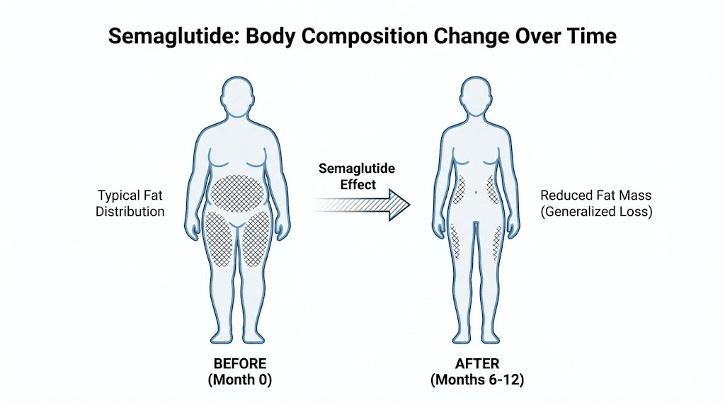 Semaglutide before and after body composition changes over 6-12 months