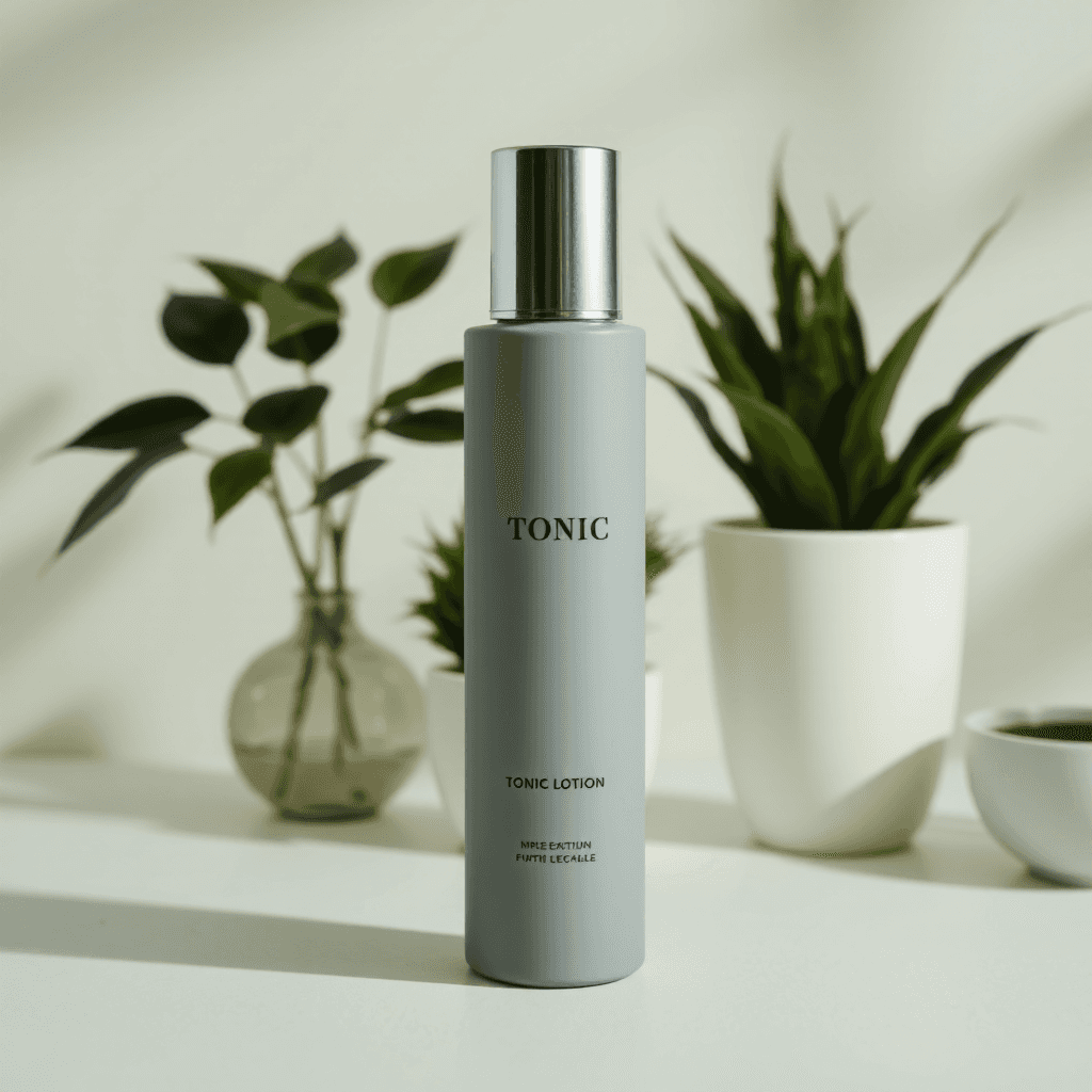 product photography of a bottle of tonic lotion