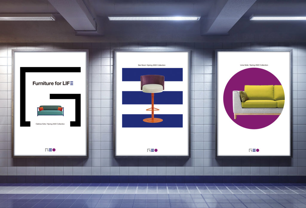 three posters with graphics