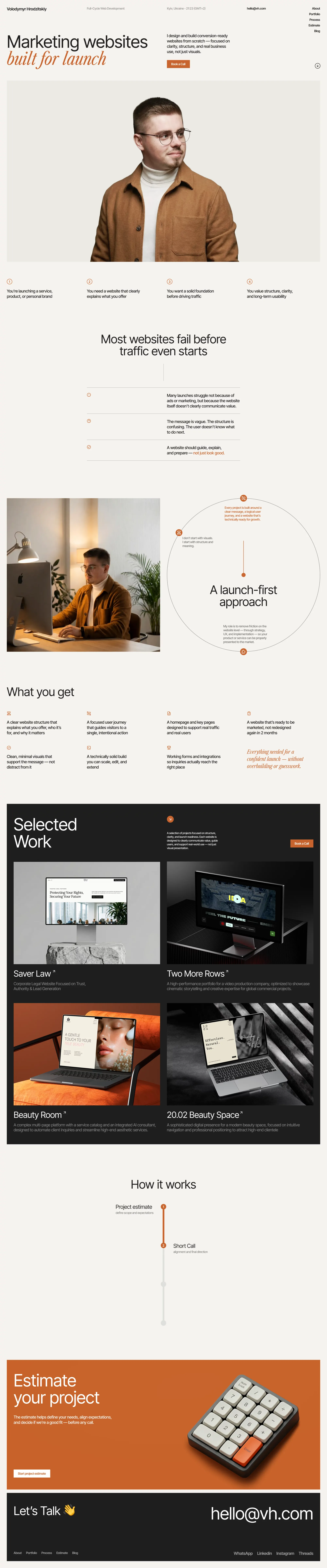 Volodymyr Grodzitskiy portfolio page screenshot showcasing Design and Tech design