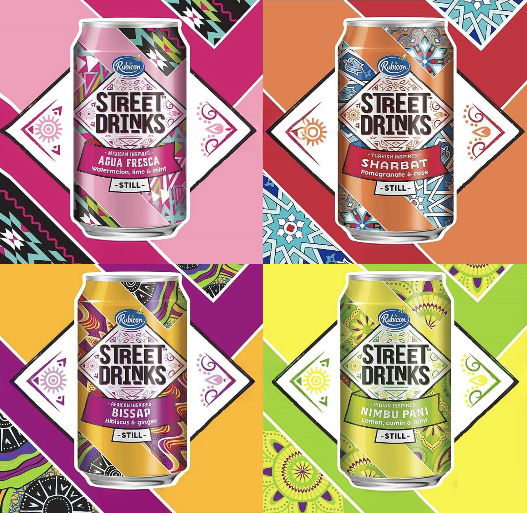 AG Barr Rubicon Street Drinks full range — brand innovation by Sarah McDonnell for Dragon Rouge